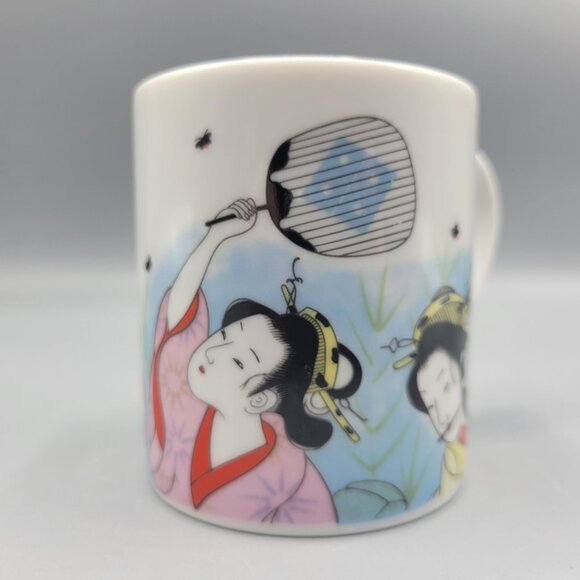 Japanese Porcelain Coffee Tea Mug With Geisha Dancer Design Made in Japan - Picture 10 of 12